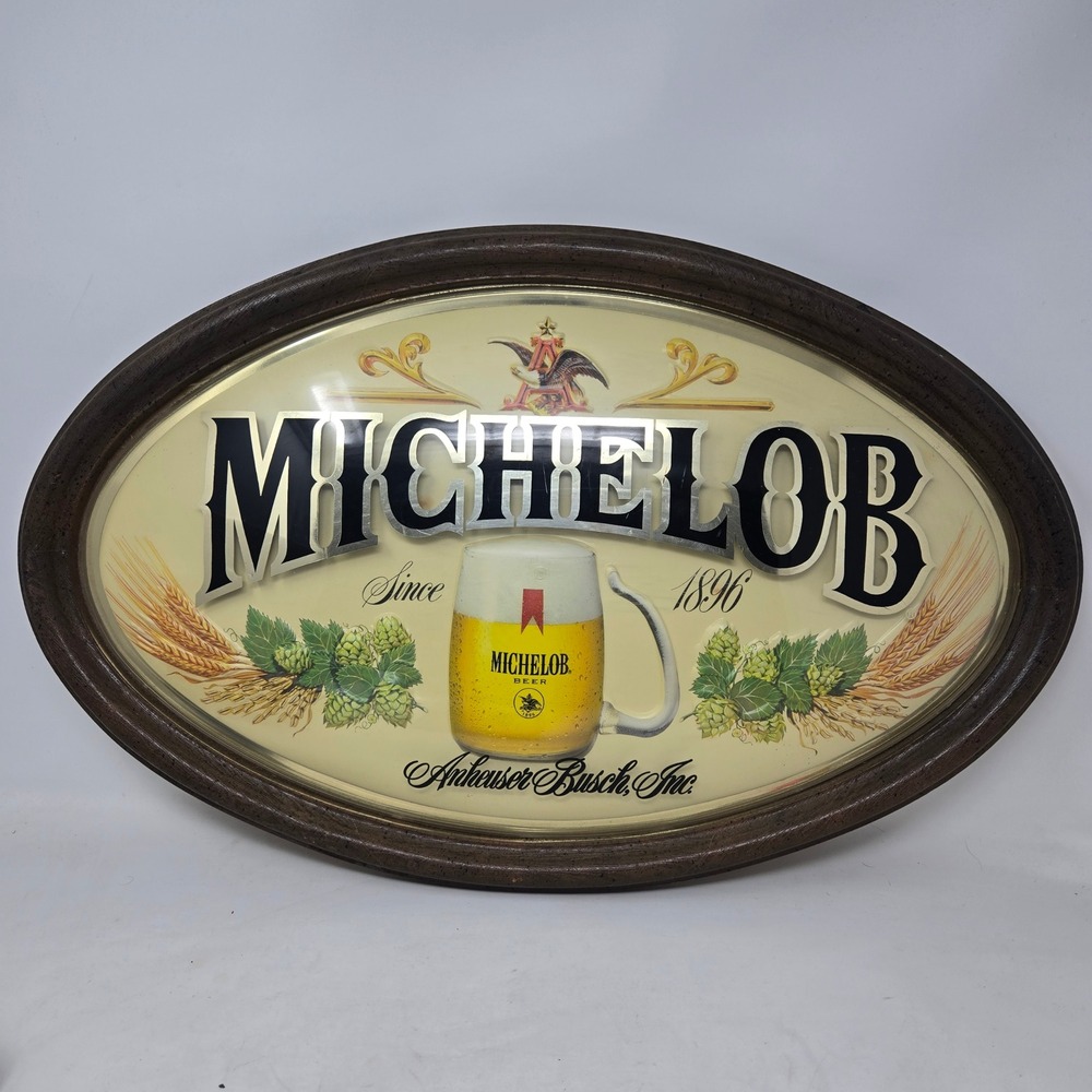 Vintage Michelob Beer Sign Anheuser Busch 3D Oval Bar Decor KCS 313-313 1896